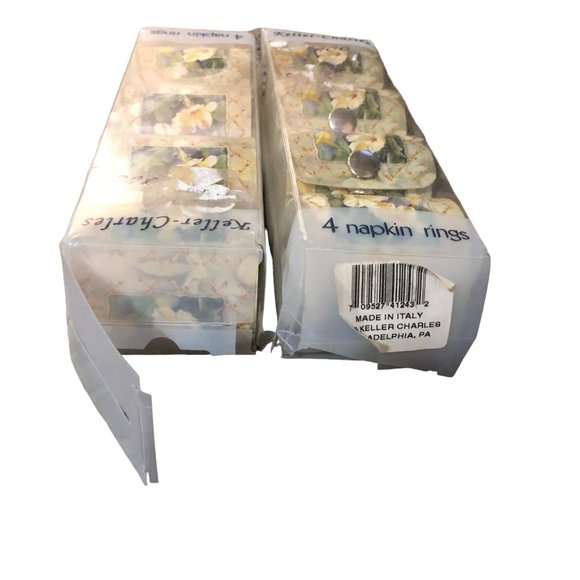 Vintage Keller-Charles Napkin Rings Set of 8 Used Floral Made in Italy - Picture 8 of 15